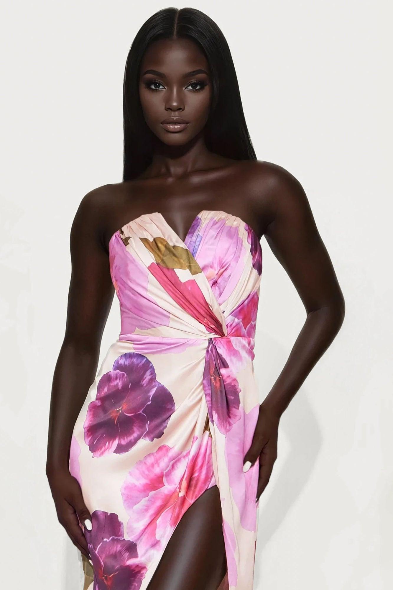 Hopeless Romantic Satin Maxi Dress - Purple/combo Product Image