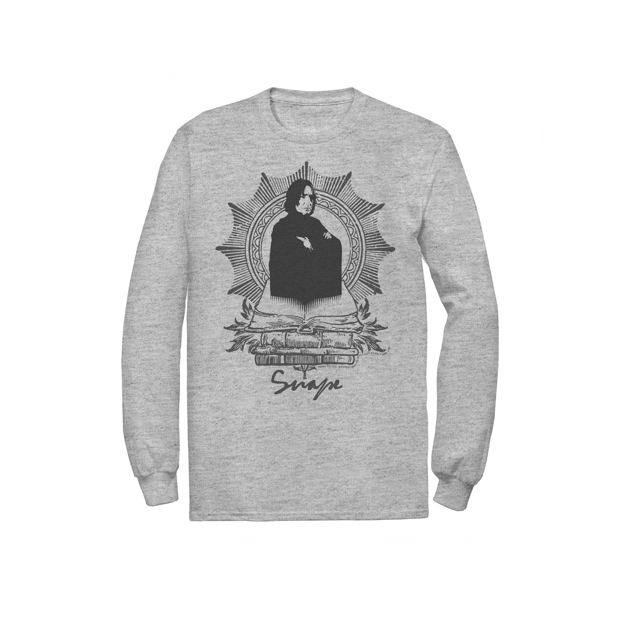 Men's Harry Potter Snape Books Portrait Long Sleeve Graphic Tee, Size: Medium, Athletic Grey Product Image