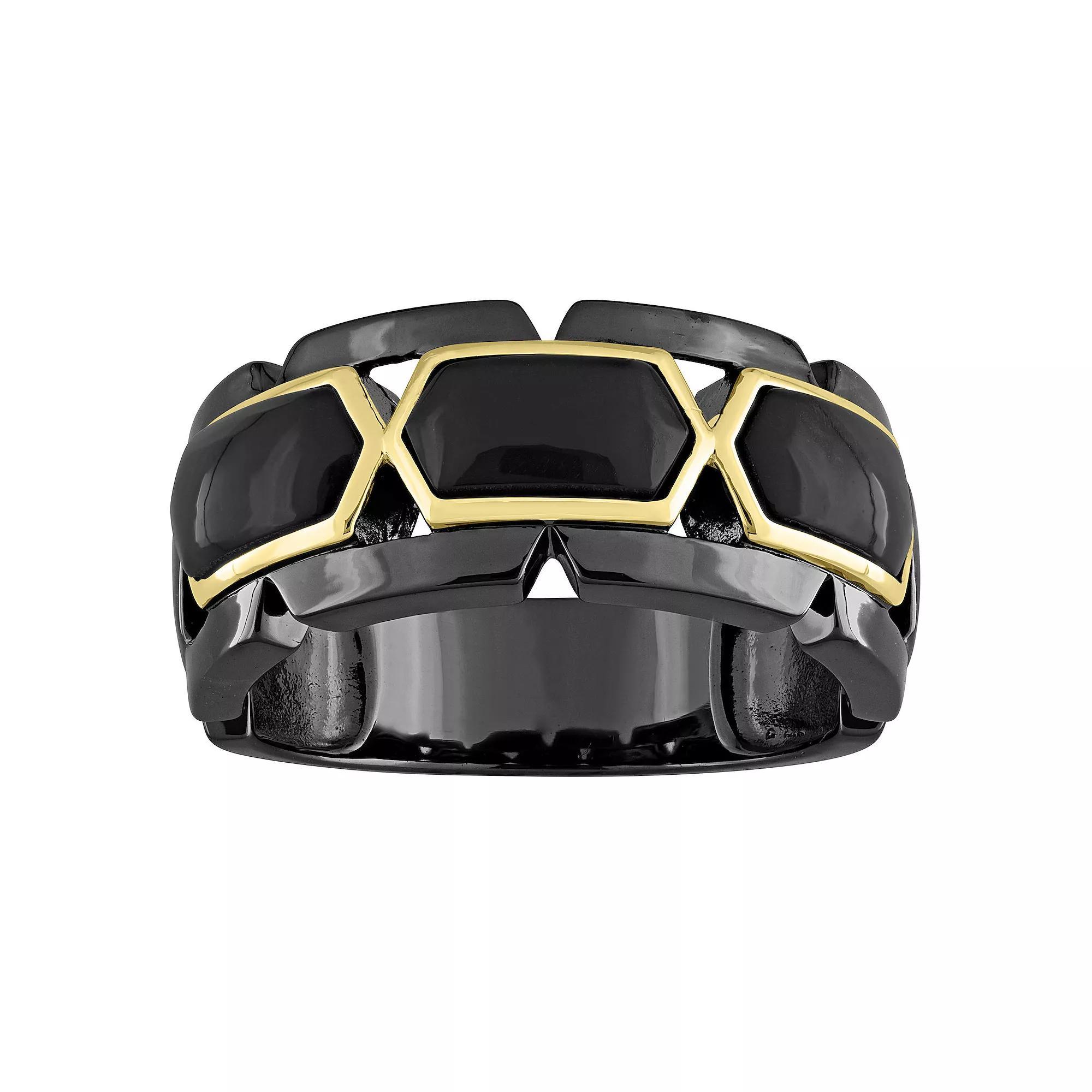 Stella Grace Men's 18k Gold Over Silver Black Onyx Ring, Size: 13, 18k Gold Plated Product Image