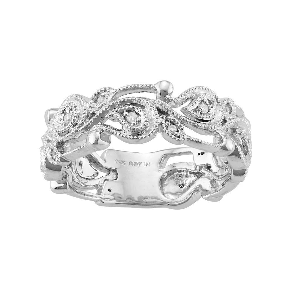Sterling Silver 1/10 Carat T.W. Diamond Paisley Ring, Women's, Size: 6 Product Image