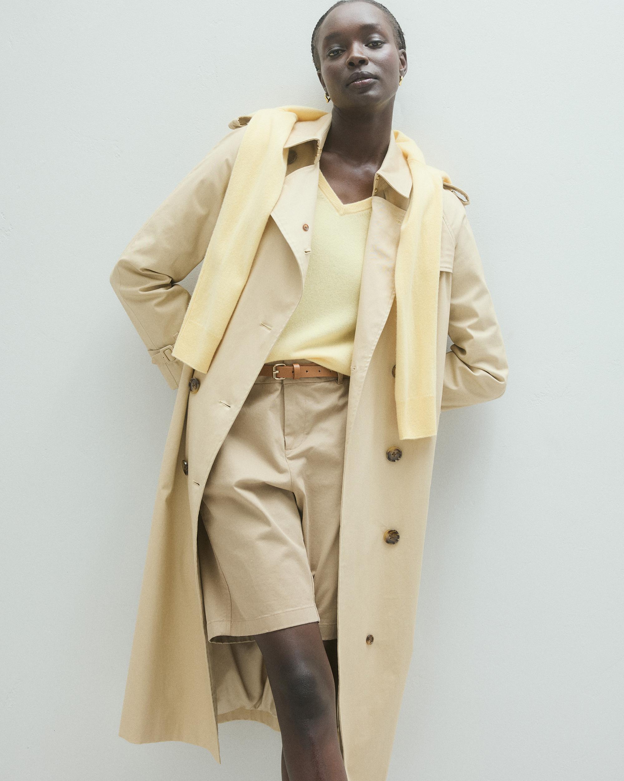 Quince | Women's Comfort Stretch Long Trench Coat Size XS, Organic Cotton Product Image