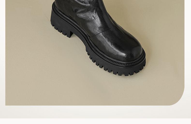 Fluffy Trim Platform Chunky Heel Short Boots Product Image