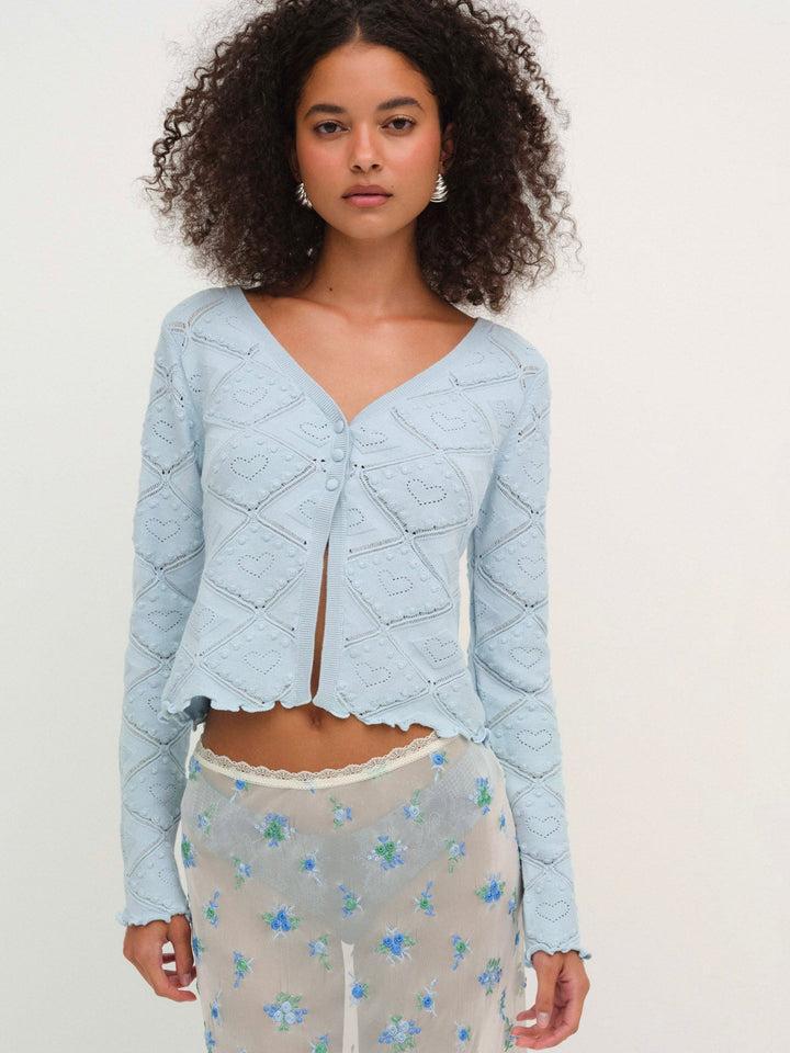 Coco Knit Cardigan — Blue Product Image