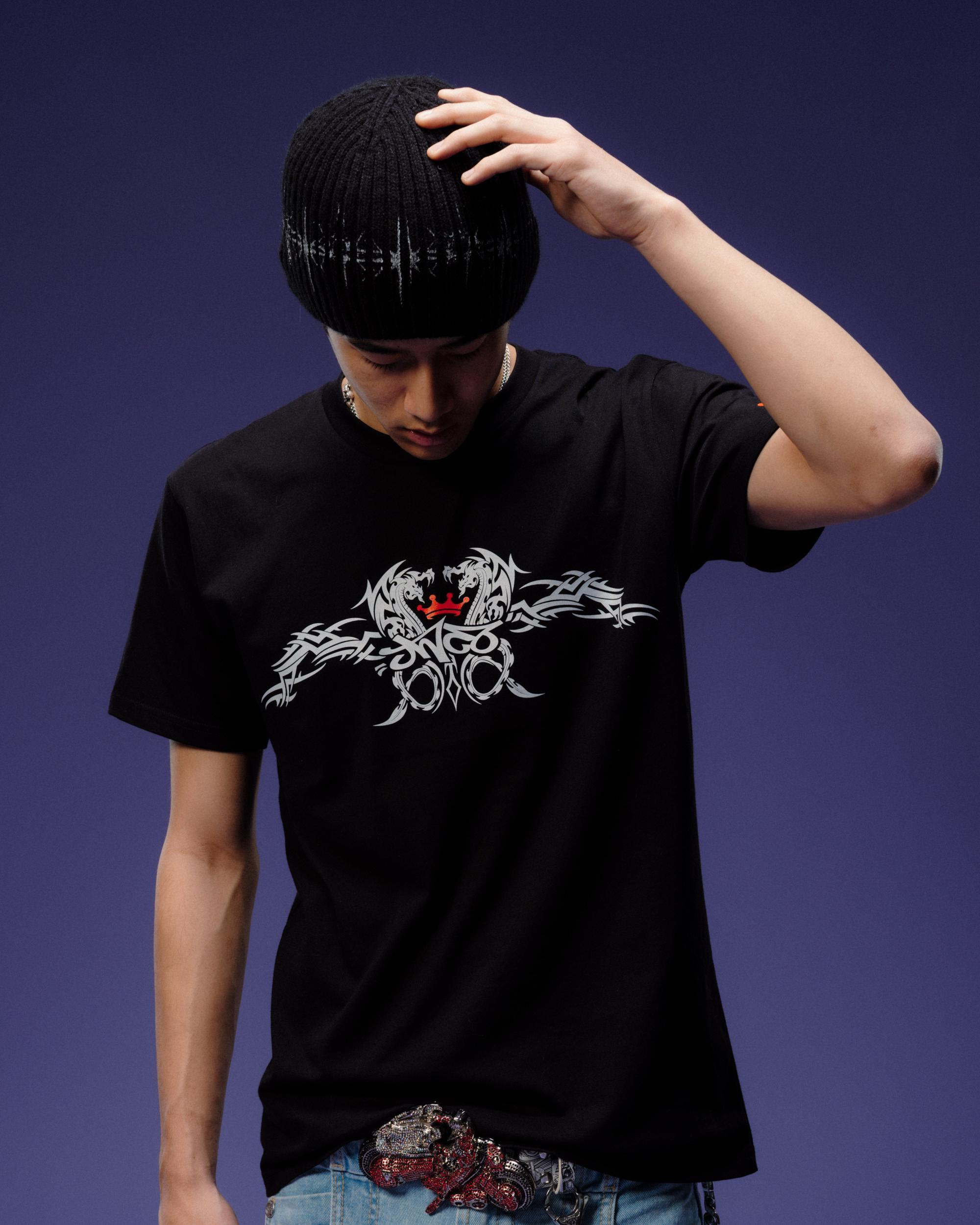 Tribal Dragon Tee. Red. Male Product Image