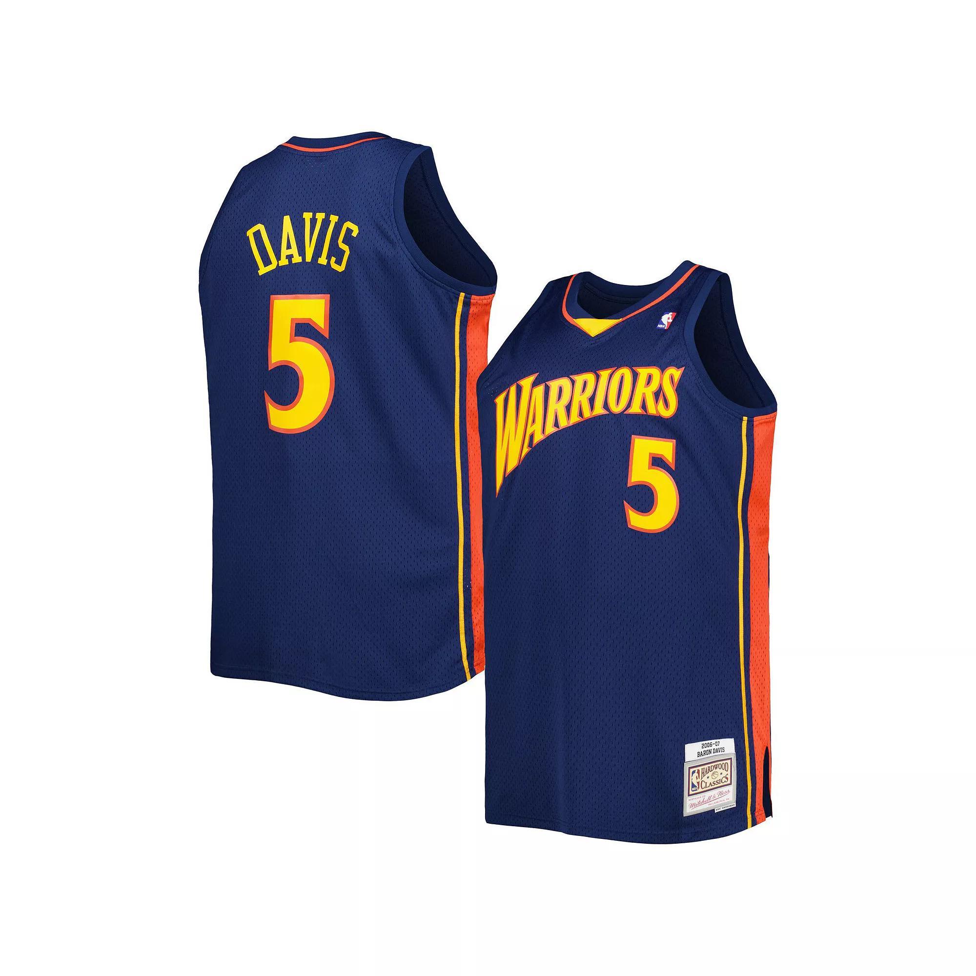 Men's Mitchell & Ness Baron Davis Navy Golden State Warriors Big & Tall Hardwood Classics 2006-07 Swingman Jersey, Size: 6XB, Blue Product Image