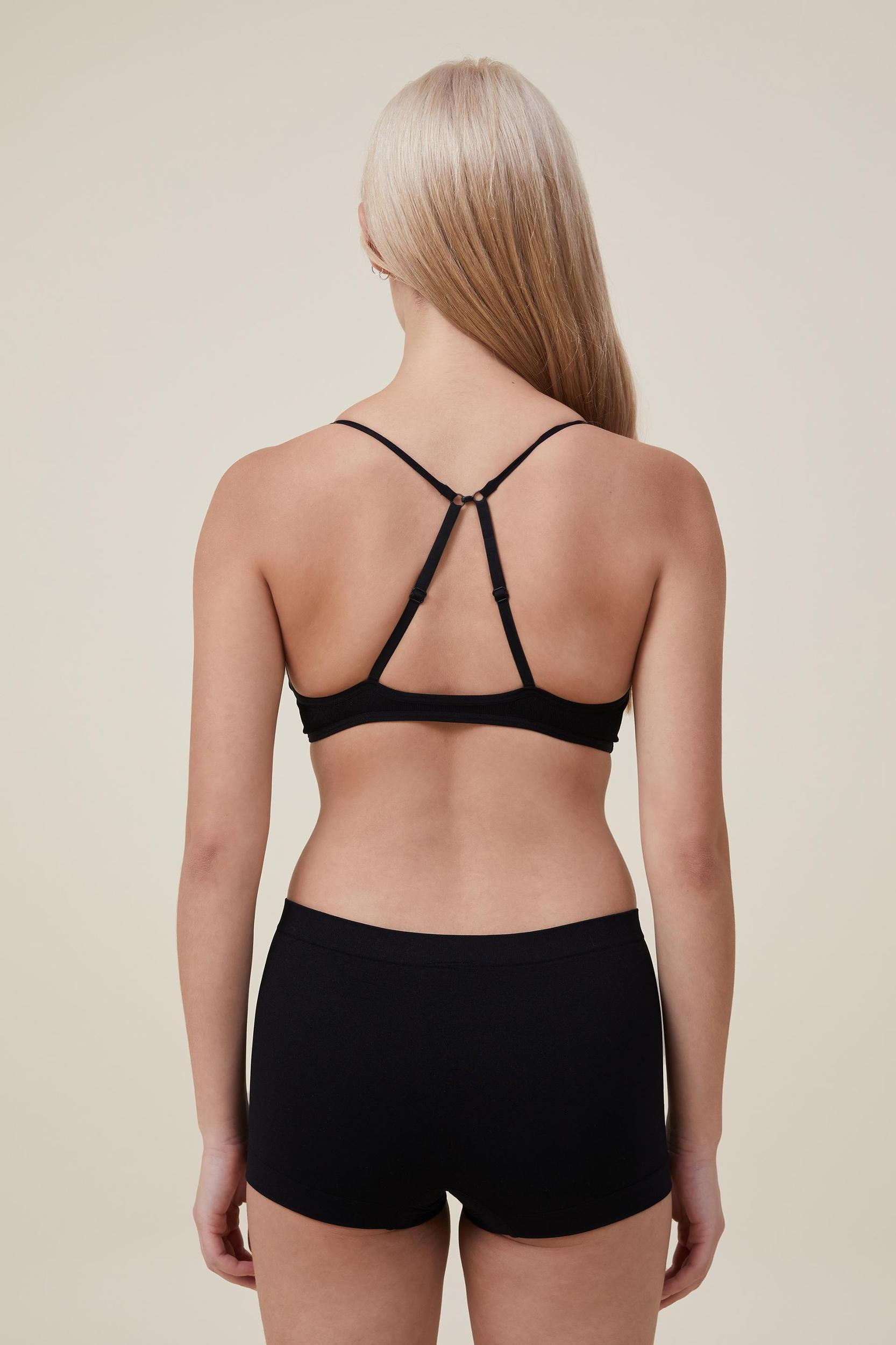 Body - Seamless Triangle Padded Bralette - Black Product Image
