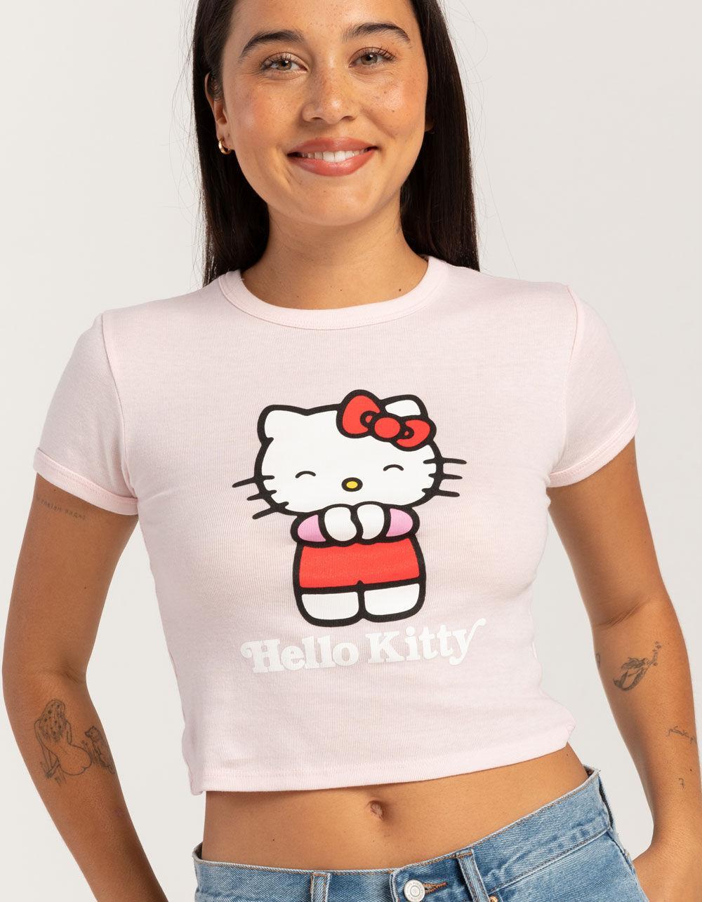 SANRIO Hello Kitty Happy Womens Baby Tee - LIGHT PINK Product Image