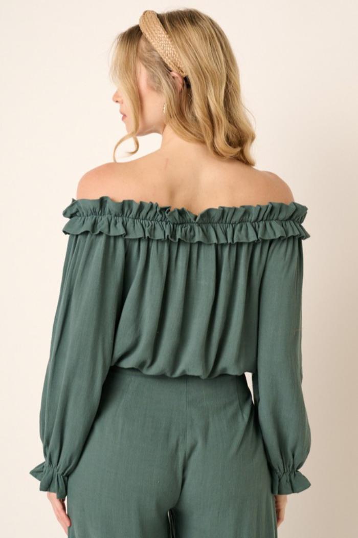 Off Shoulder and Wide Leg Pants Set Product Image