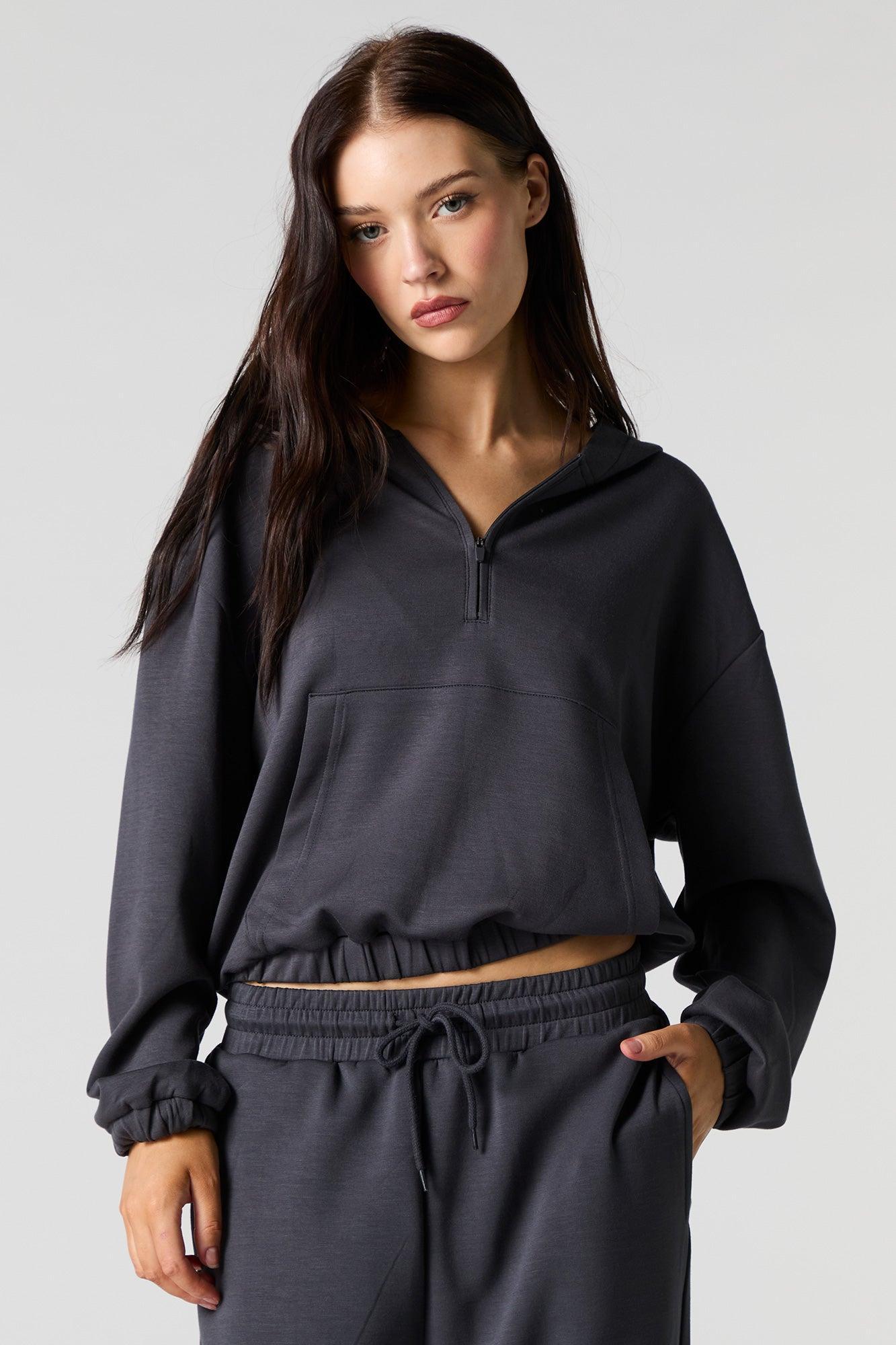 Active Quarter Zip Cinched Fleece Hoodie Female Product Image