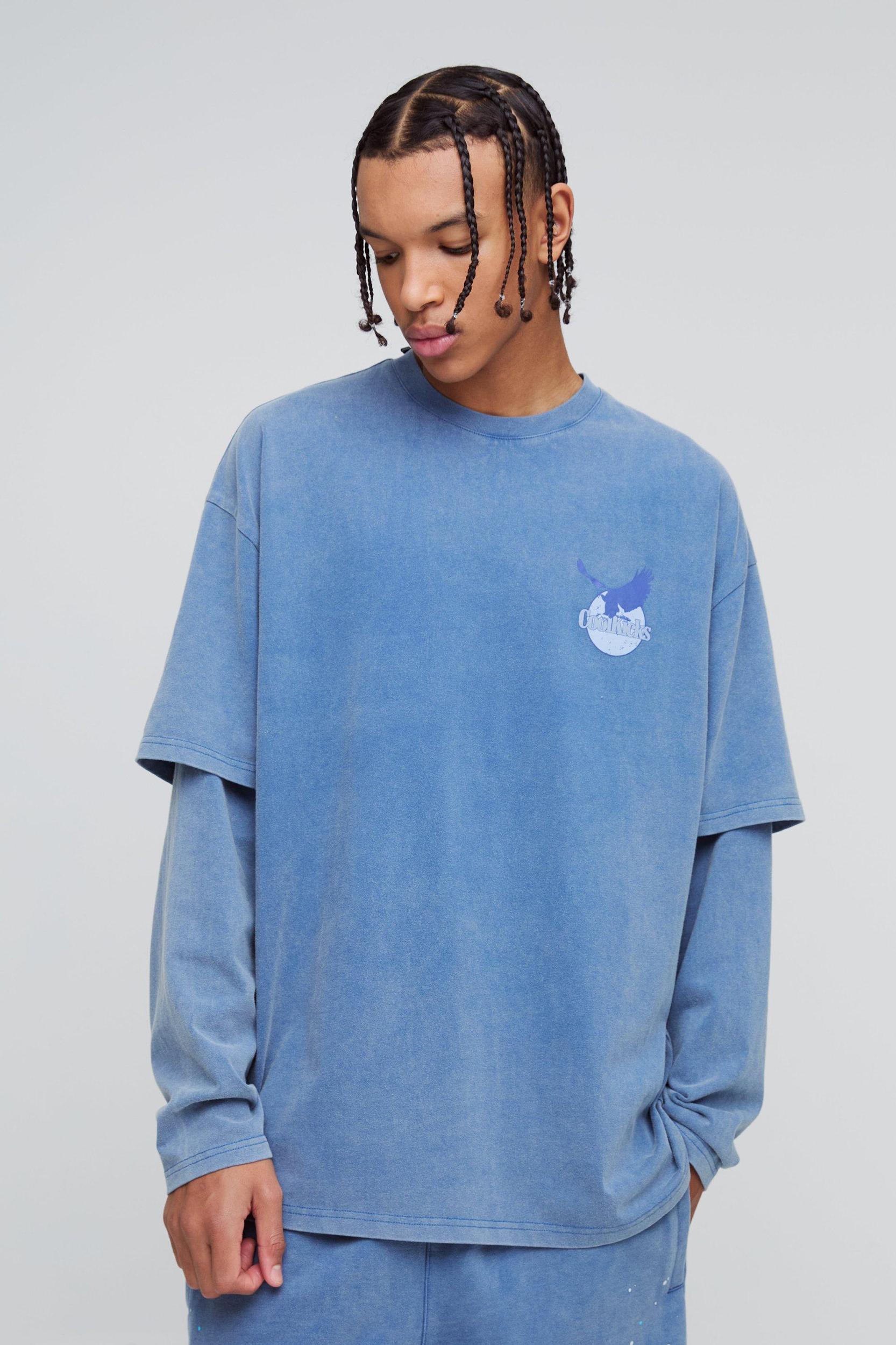Oversized Faux Layer Washed Coolkicks T-Shirt | boohooMAN USA Product Image