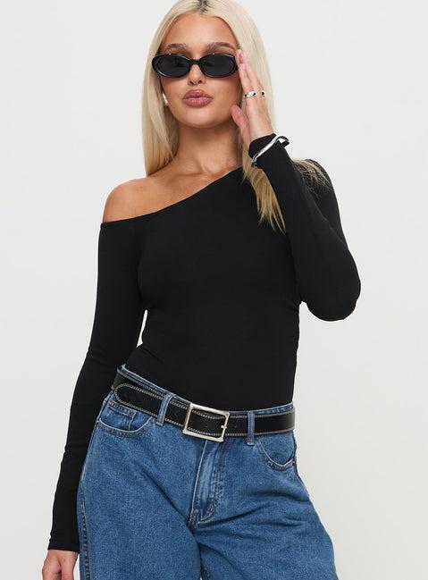 Miyako Long Sleeve Bodysuit Black Product Image