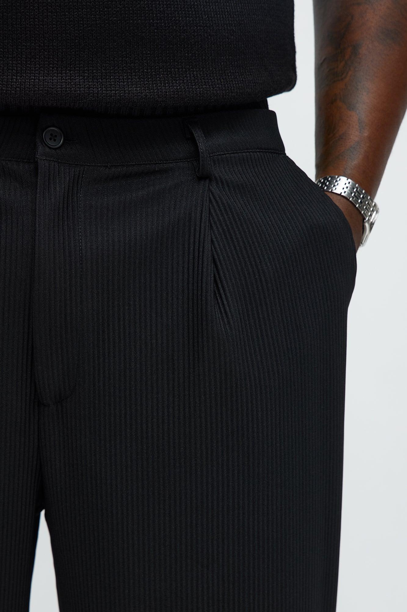 Show Up Straight Pleated Trousers - Black Product Image