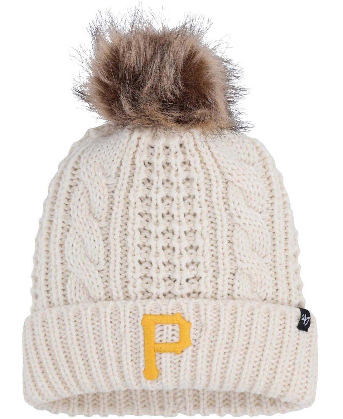 Women's '47 Cream Pittsburgh Pirates Meeko Cuffed Knit Hat with Pom, Beige Product Image