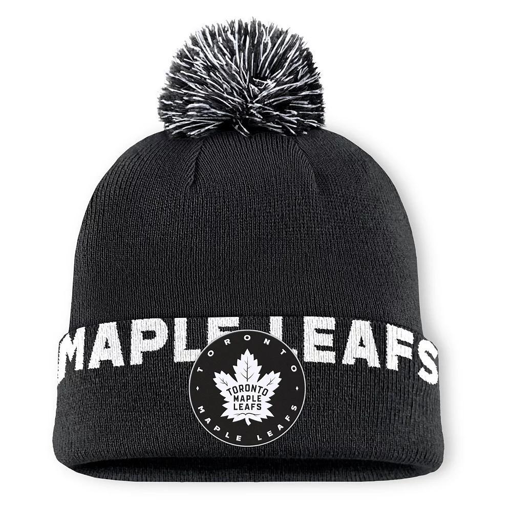 Men's Fanatics  Black Toronto Maple Leafs Fundamental High Stick Cuffed Knit Hat with Pom, Mpl Black Product Image