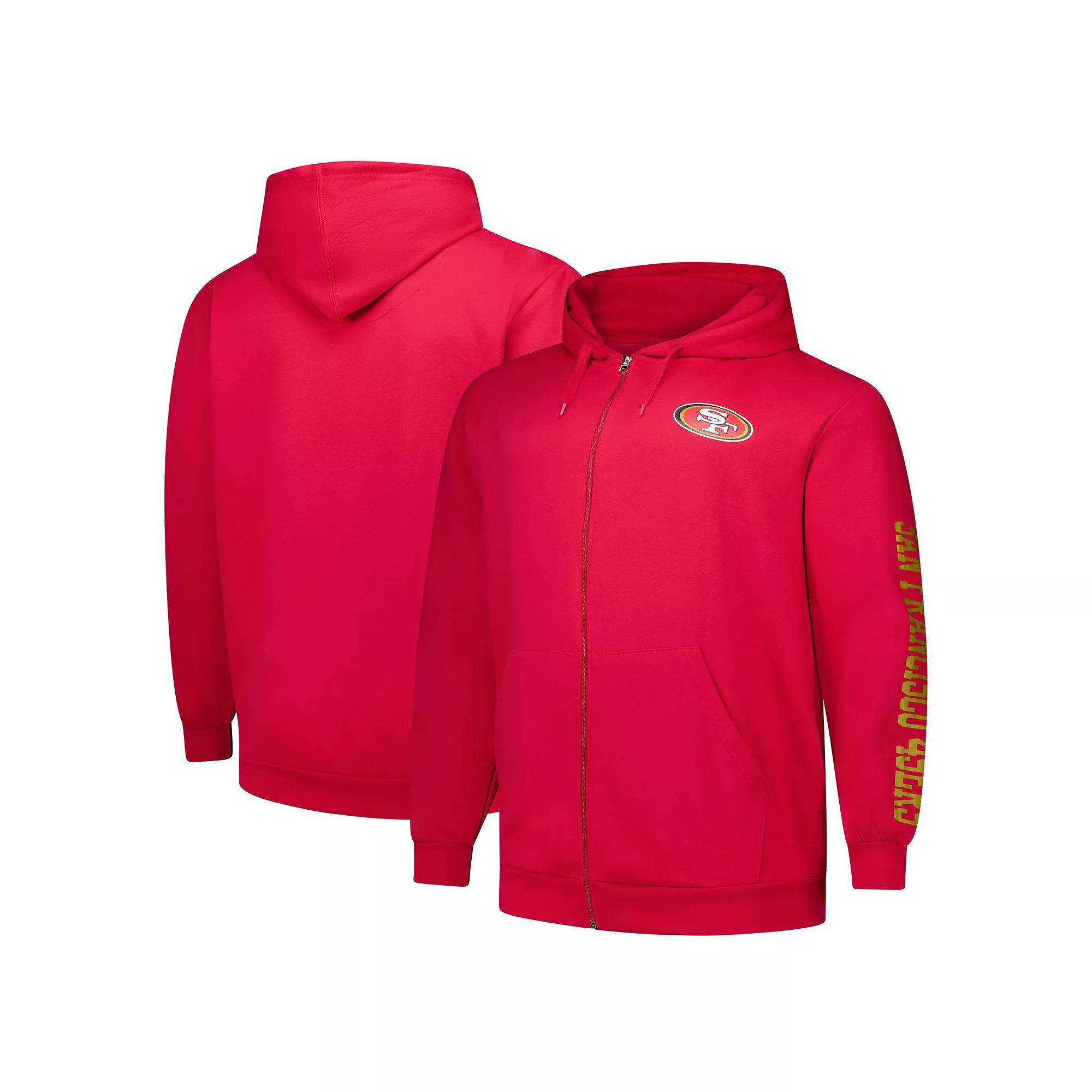 Men's Fanatics  Scarlet San Francisco 49ers Big & Tall Sleeve Hit Full-Zip Hoodie, Size: 4XLT, Red Product Image