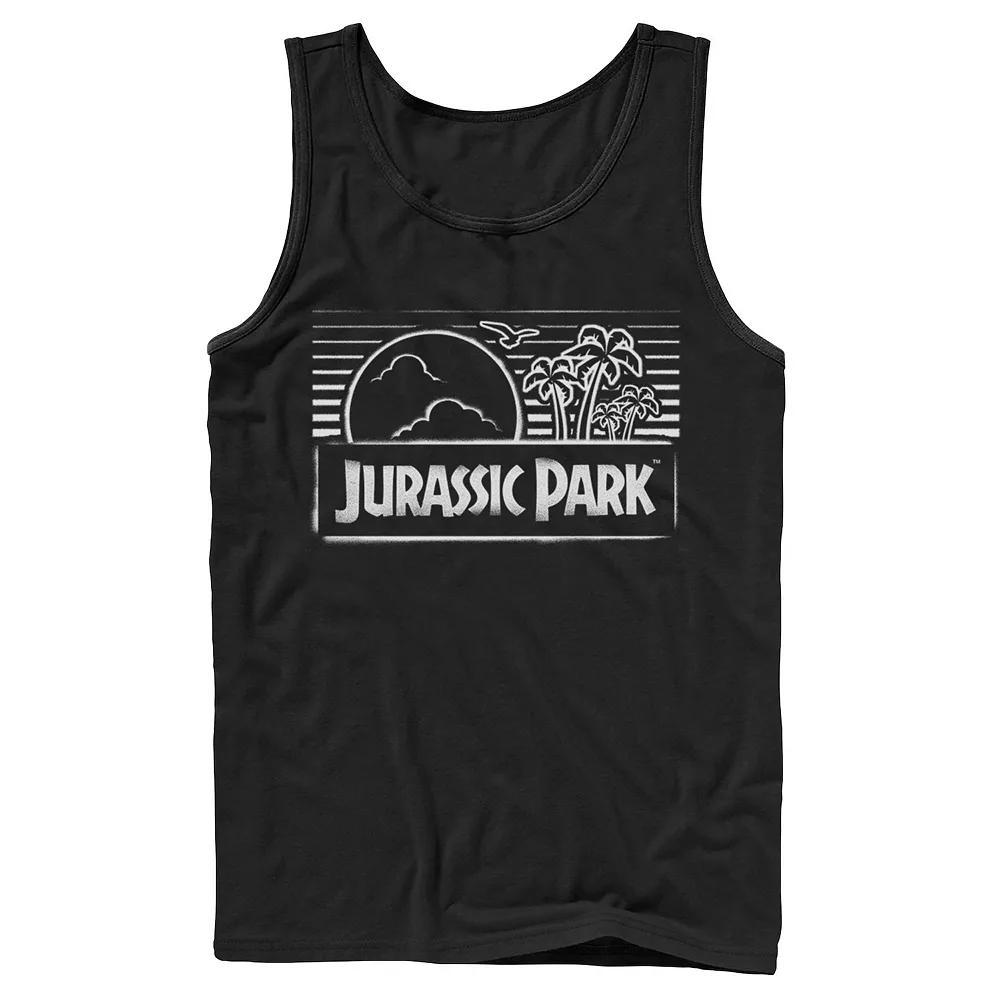 Men's Jurassic Park Spray Painted Stencil Logo Tank Top, Size: Small, Blue Product Image