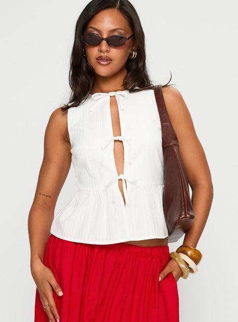 Rosellah Tie Up Top White Product Image