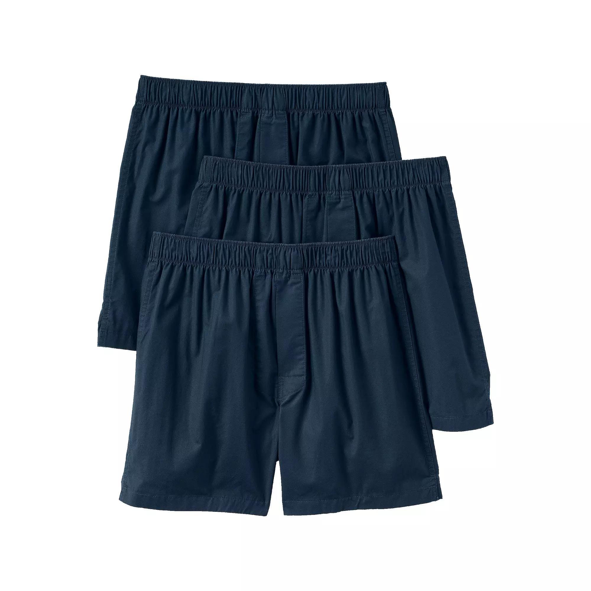 Men's Lands' End 3-Pack Essential Boxers, Size: Large, White Product Image