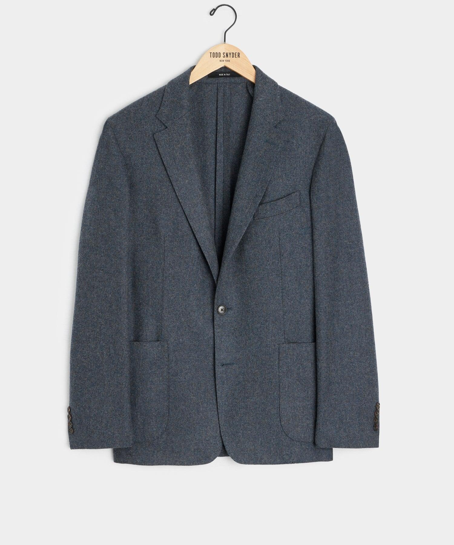 Italian Wool Sport Coat in Blue Herringbone Product Image