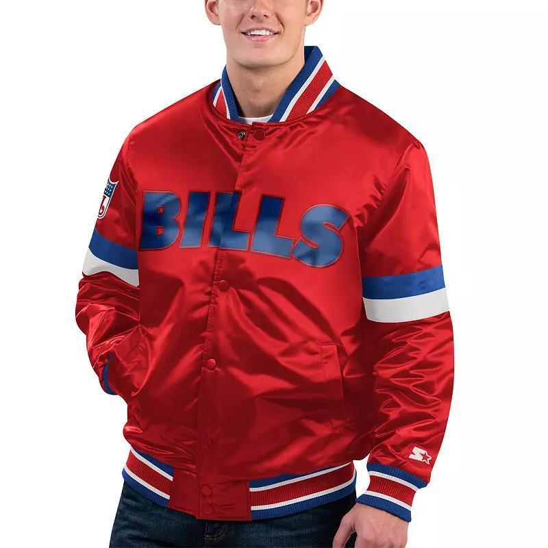 Men's Starter Red Buffalo Bills Gridiron Classics Home Game Satin Full-Snap Varsity Jacket, Size: 2XL Product Image
