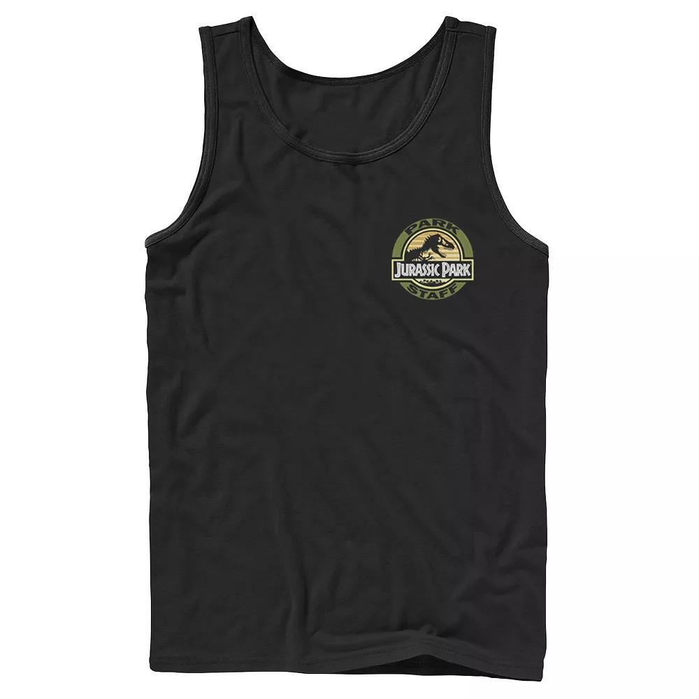 Men's Jurassic Park Tilted Retro Grid Logo Tank Top, Size: Large, Black Product Image