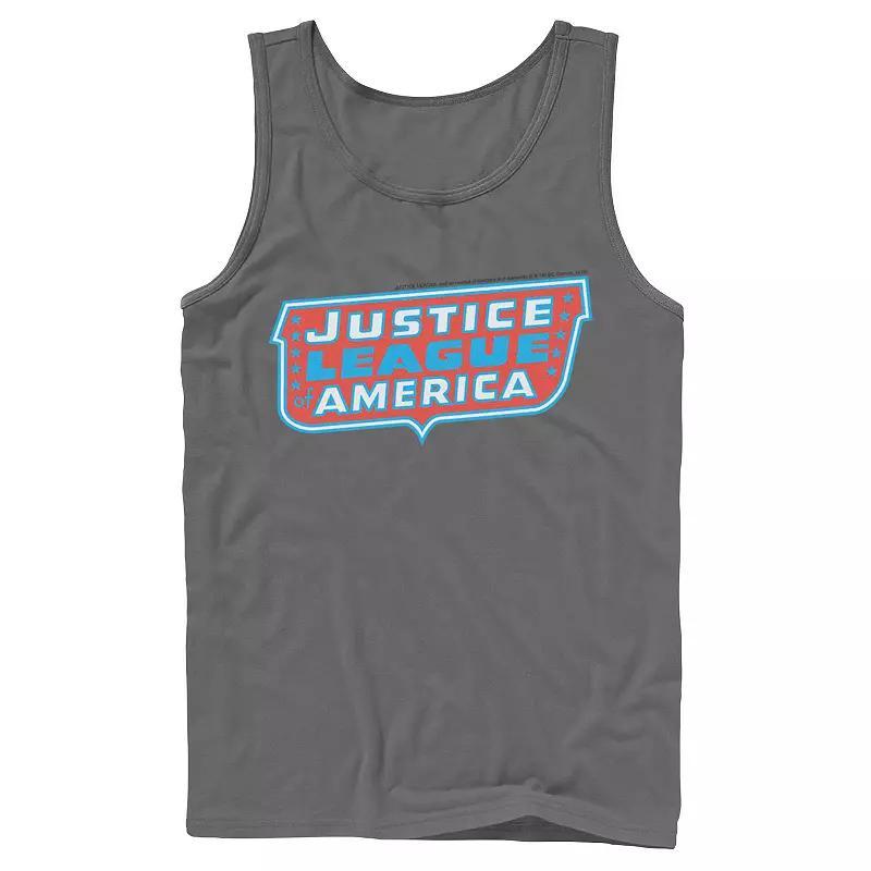 Men's DC Comics Justice League of America Text Poster Logo Tank Top, Size: XL, Grey Product Image