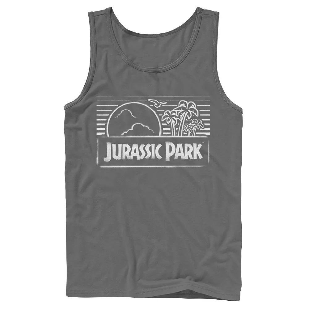 Men's Jurassic Park Spray Painted Stencil Logo Tank Top, Size: Small, Blue Product Image