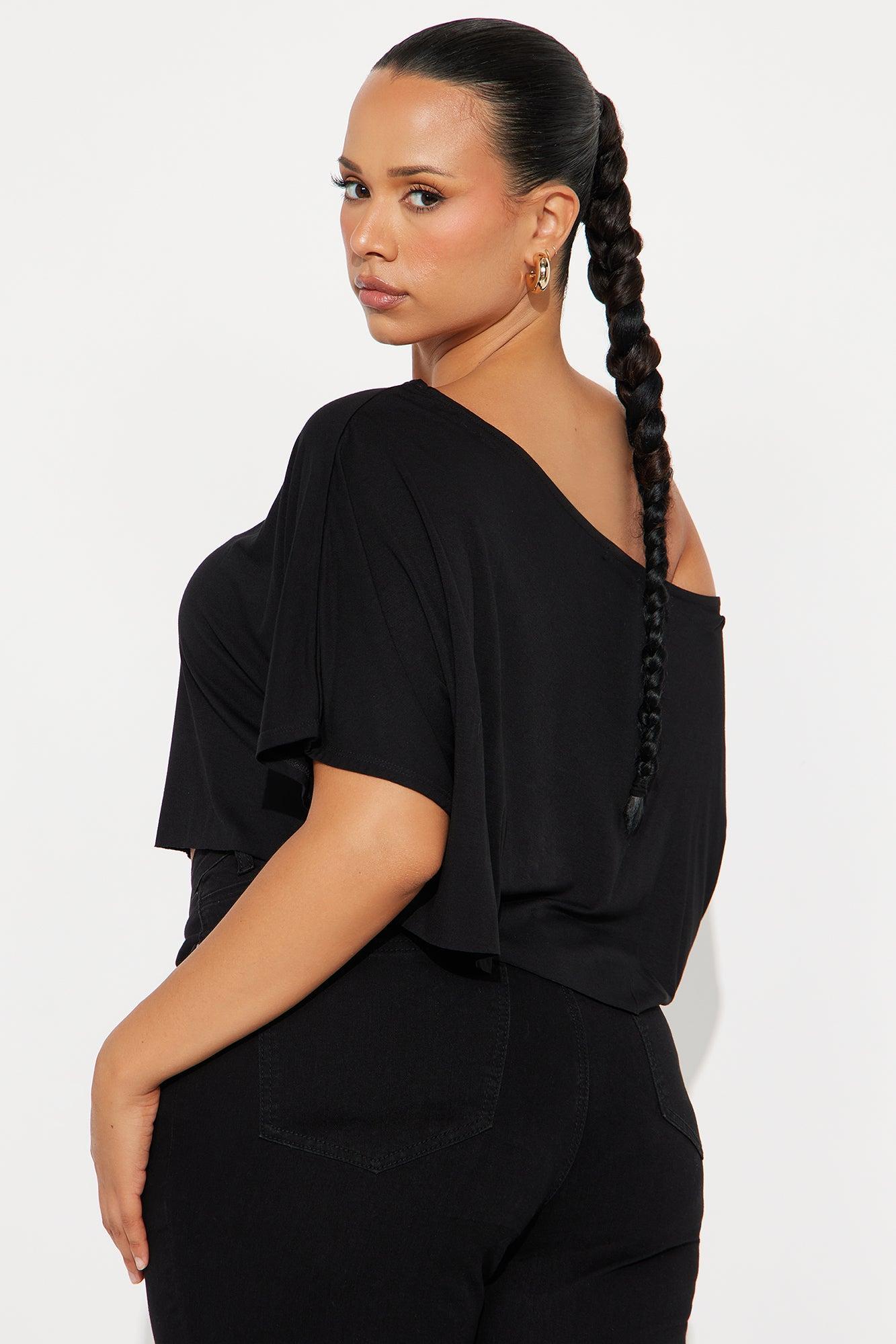 Modal Off Shoulder Cropped Top - Black Product Image
