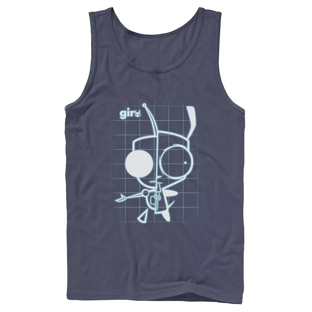 Men's Nickelodeon Invader Zim X-Ray Schematic GIR Graphic Graphic Tank Top, Size: Small, Grey Product Image