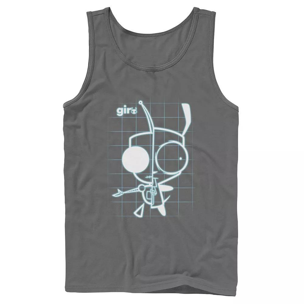 Men's Nickelodeon Invader Zim X-Ray Schematic GIR Graphic Graphic Tank Top, Size: Small, Grey Product Image