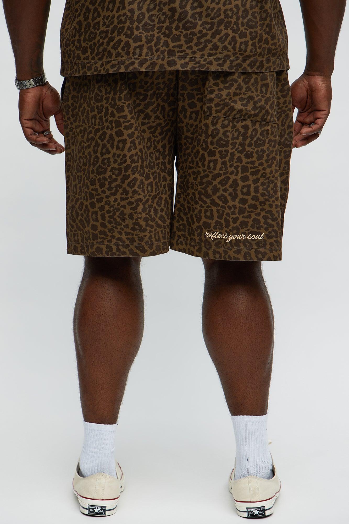 Soul 07 Cheetah Relaxed Drawstring Short - Brown Male Product Image