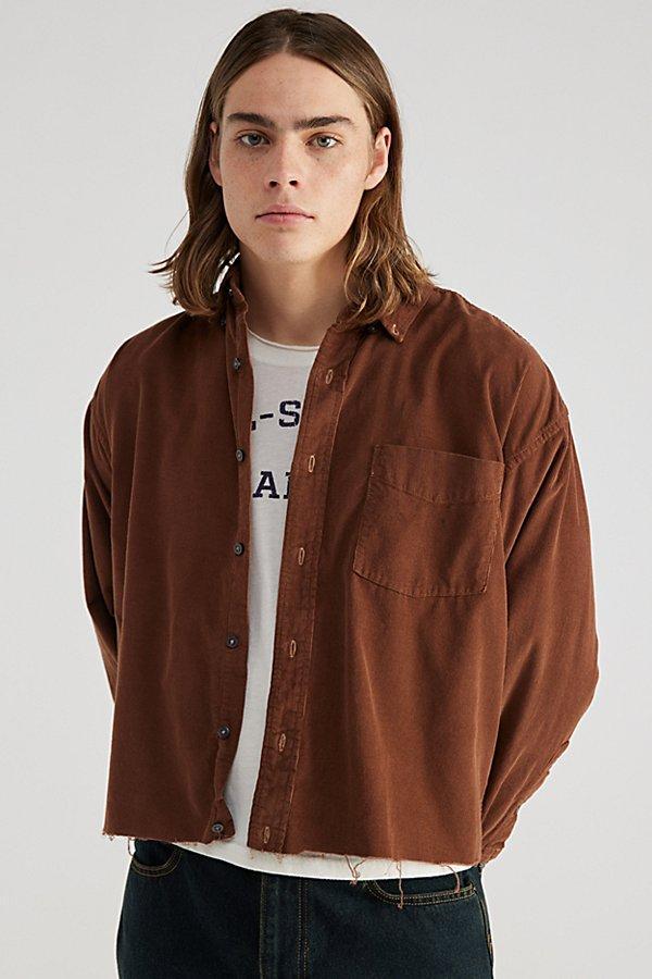 Urban Renewal Remade Overdyed Raw Crop Cord Long Sleeve Shirt Mens at Urban Outfitters Product Image