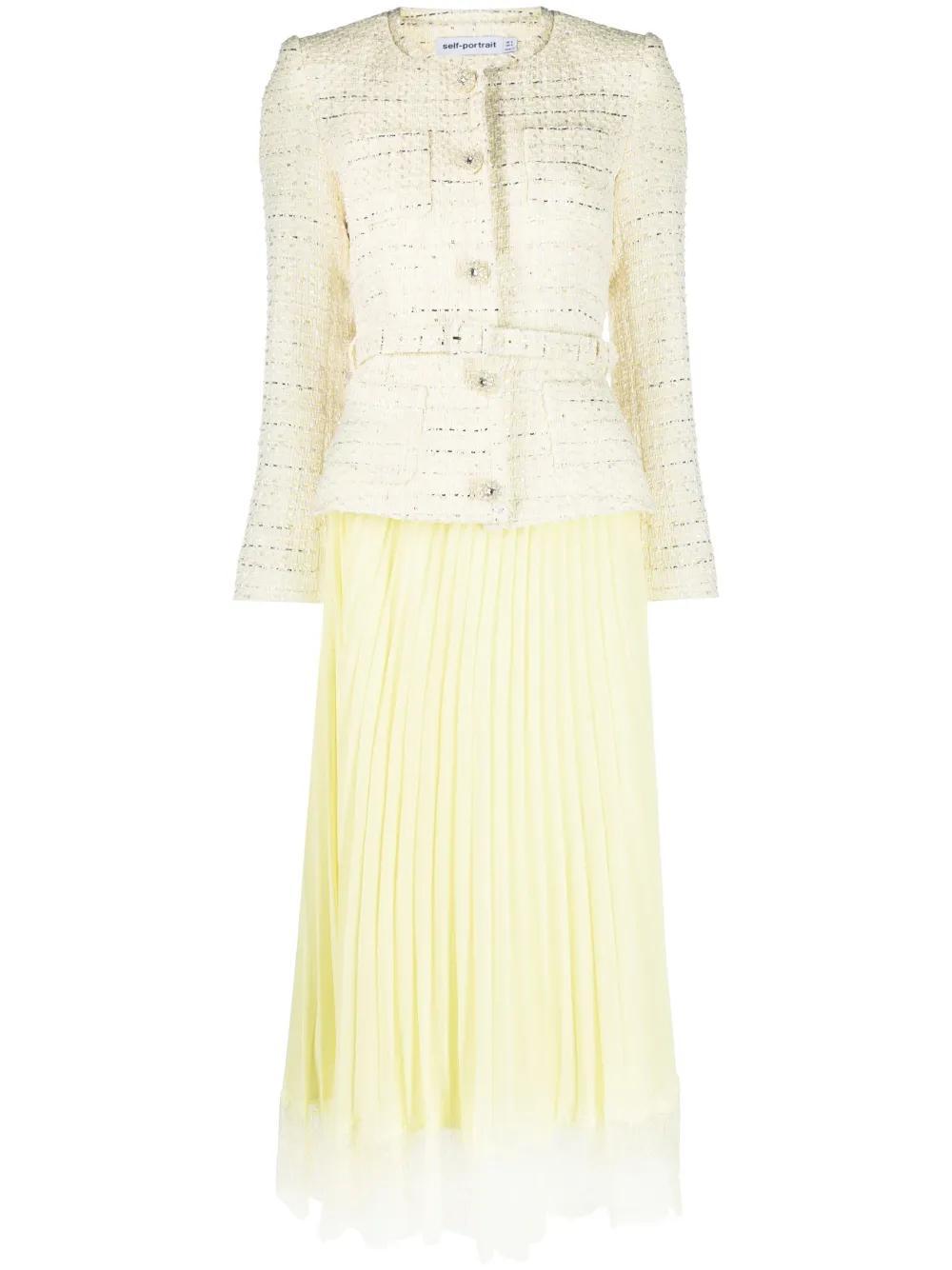 bouclé chiffon midi dress Product Image