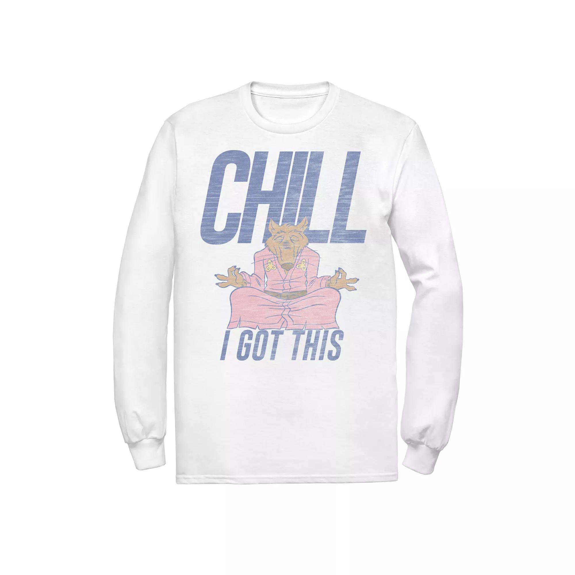 Men's Ninja Turtles Chill I Got This Master Splinter Long Sleeve Tee, Size: XXL, White Product Image