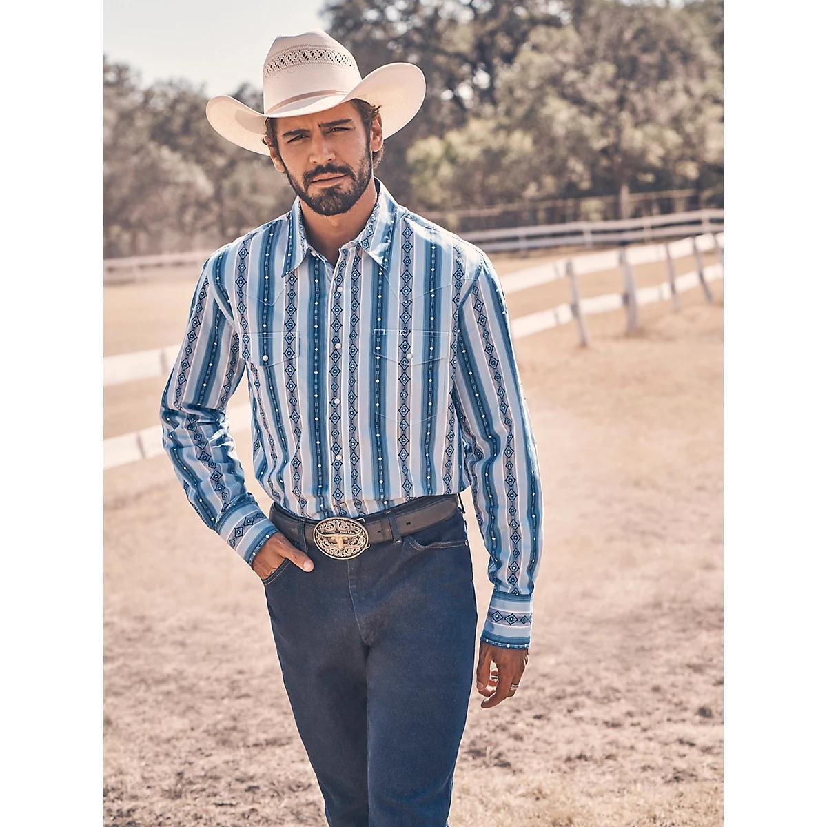 Men's Checotah® Long Sleeve Western Snap Printed Shirt in Ocean Product Image