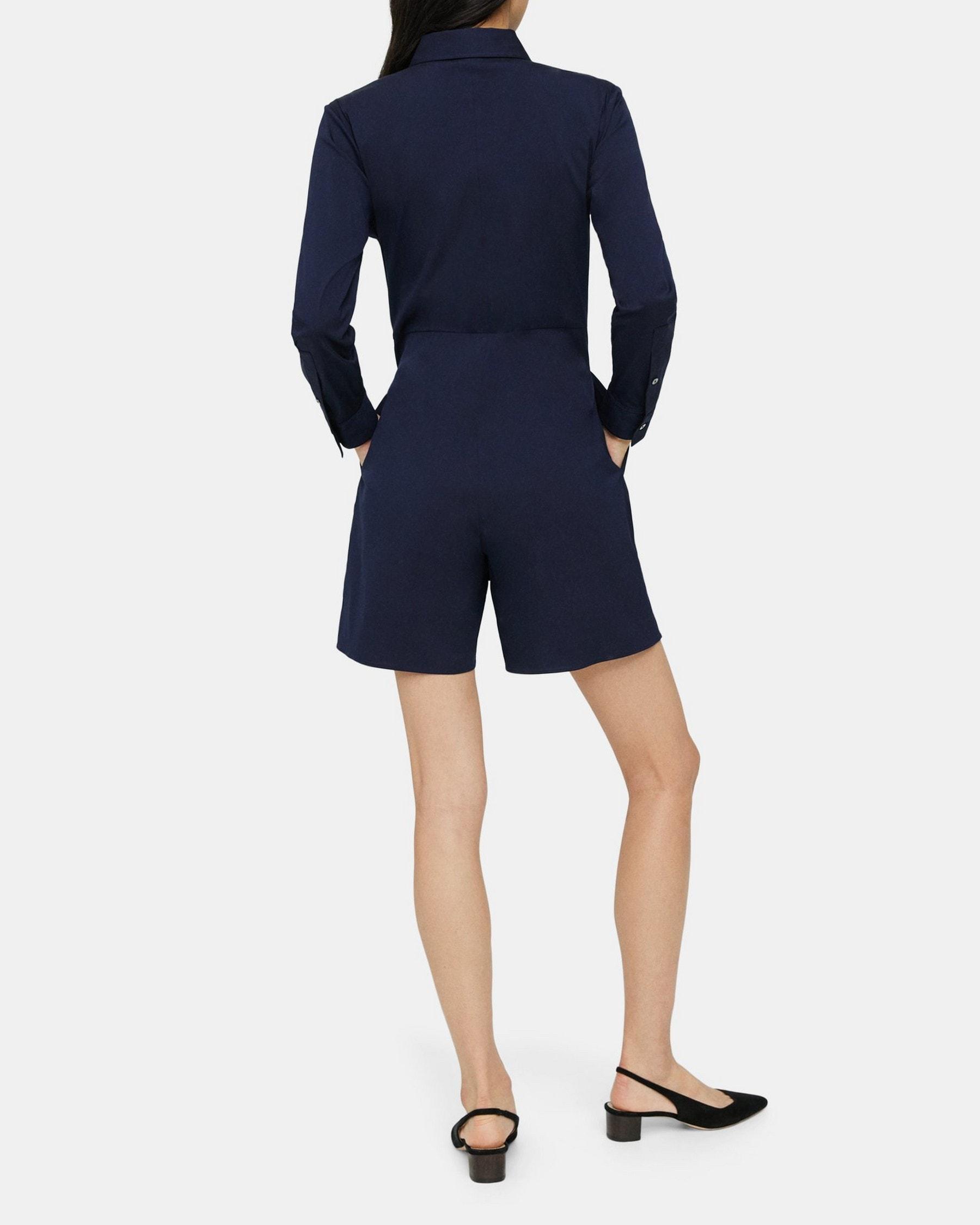 Tie Waist Romper in Stretch Cotton Product Image