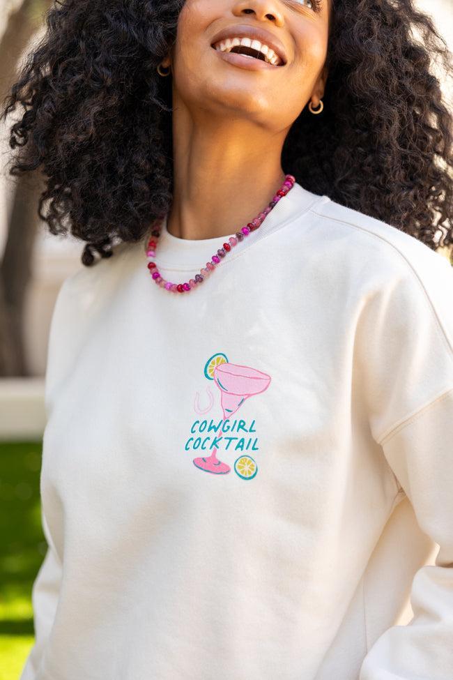 Cowgirl Cocktail Cream Graphic Sweatshirt Product Image