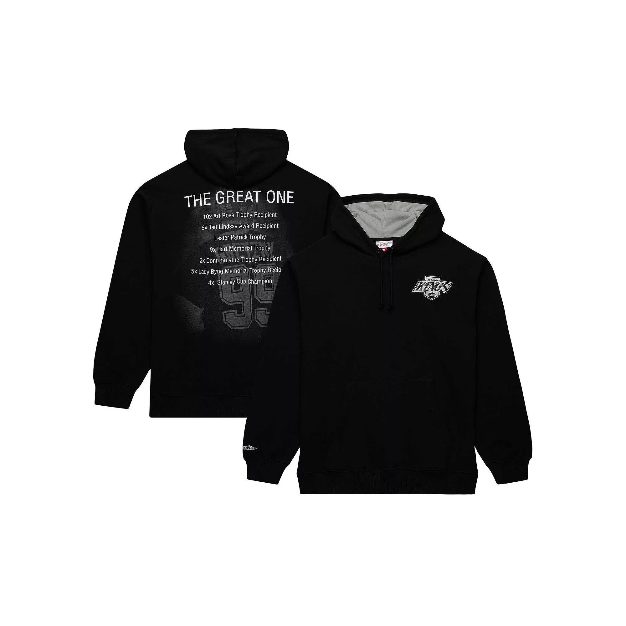 Men's Mitchell & Ness Wayne Gretzky Black Los Angeles Kings Premium Name & Number Fleece Pullover Sweatshirt, Size: 2XL, Kgs Black Product Image