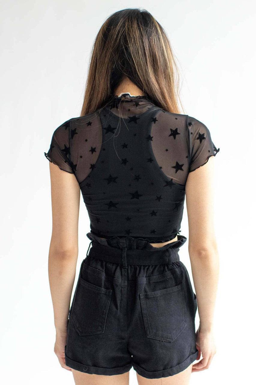 Black Stars Mesh Tee Product Image