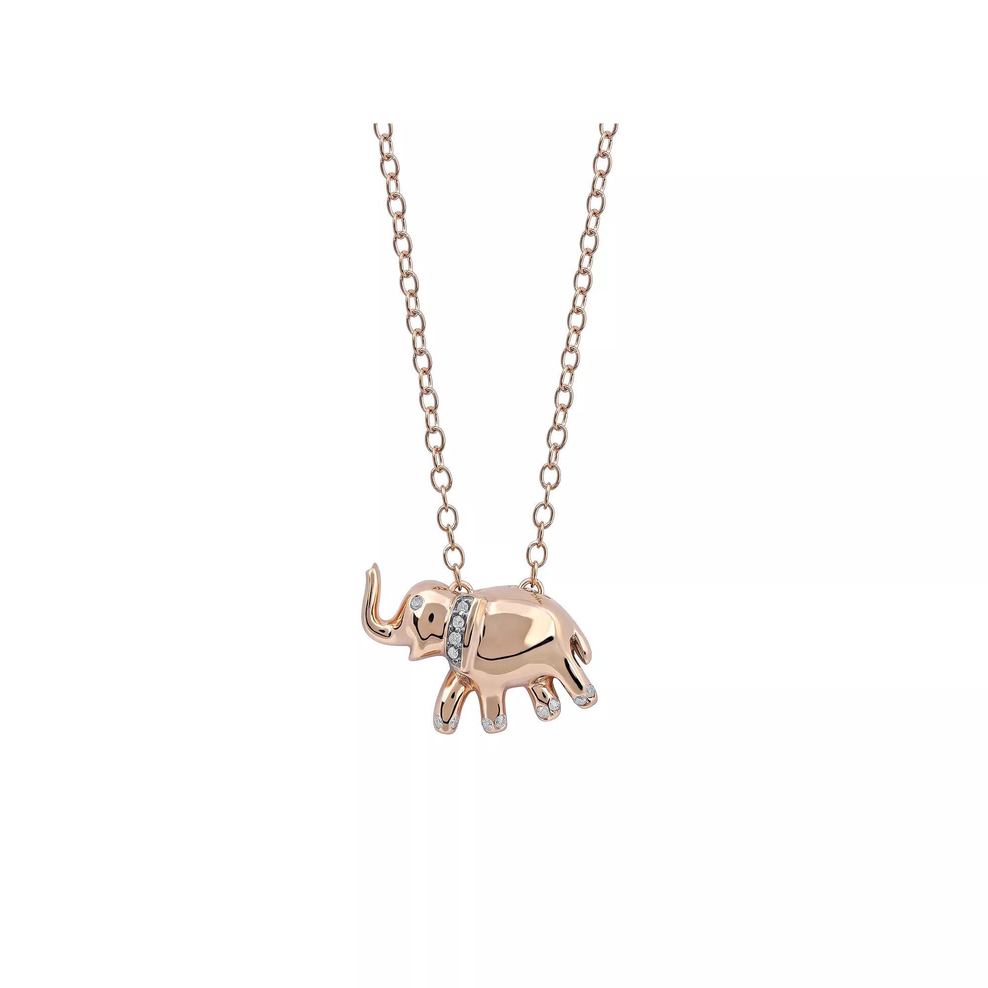 DeCouer Diamond Accent Elephant Balloon Animal Pendant Necklace, Women's, Size: 18", Rose Gold Tone Product Image