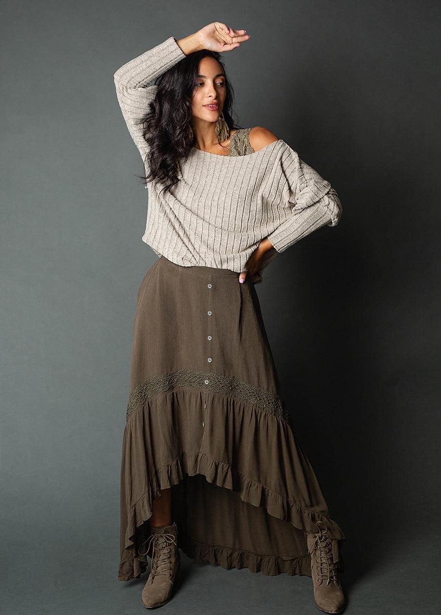 Alizah Skirt in Deep Olive Female Product Image