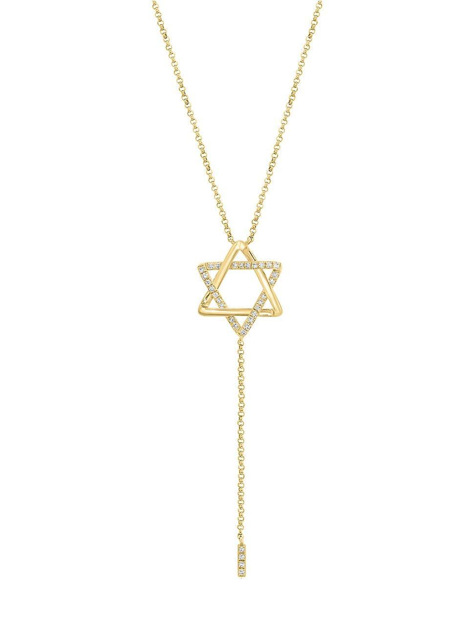 Womens Star Of David 14K Yellow Gold & 0.11 TCW Diamond Lariat Necklace Product Image