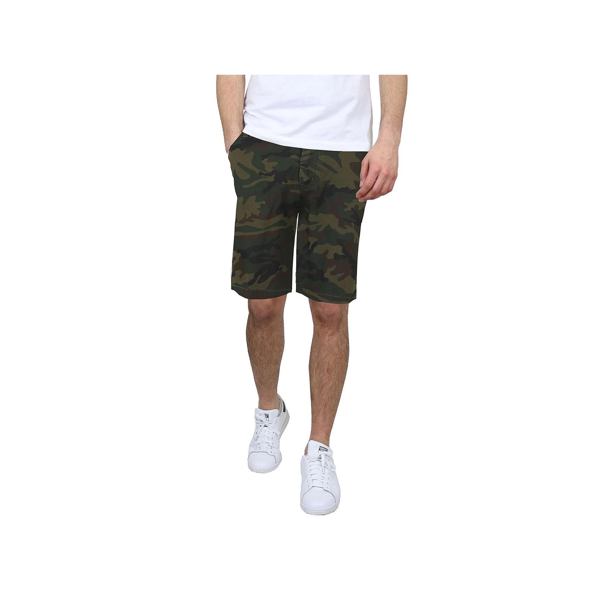 Men's Galaxy by Harvic 10.5" 5-Pocket Flat-Front Slim-Fit Stretch Chino Shorts, Size: 34, Woodland Product Image
