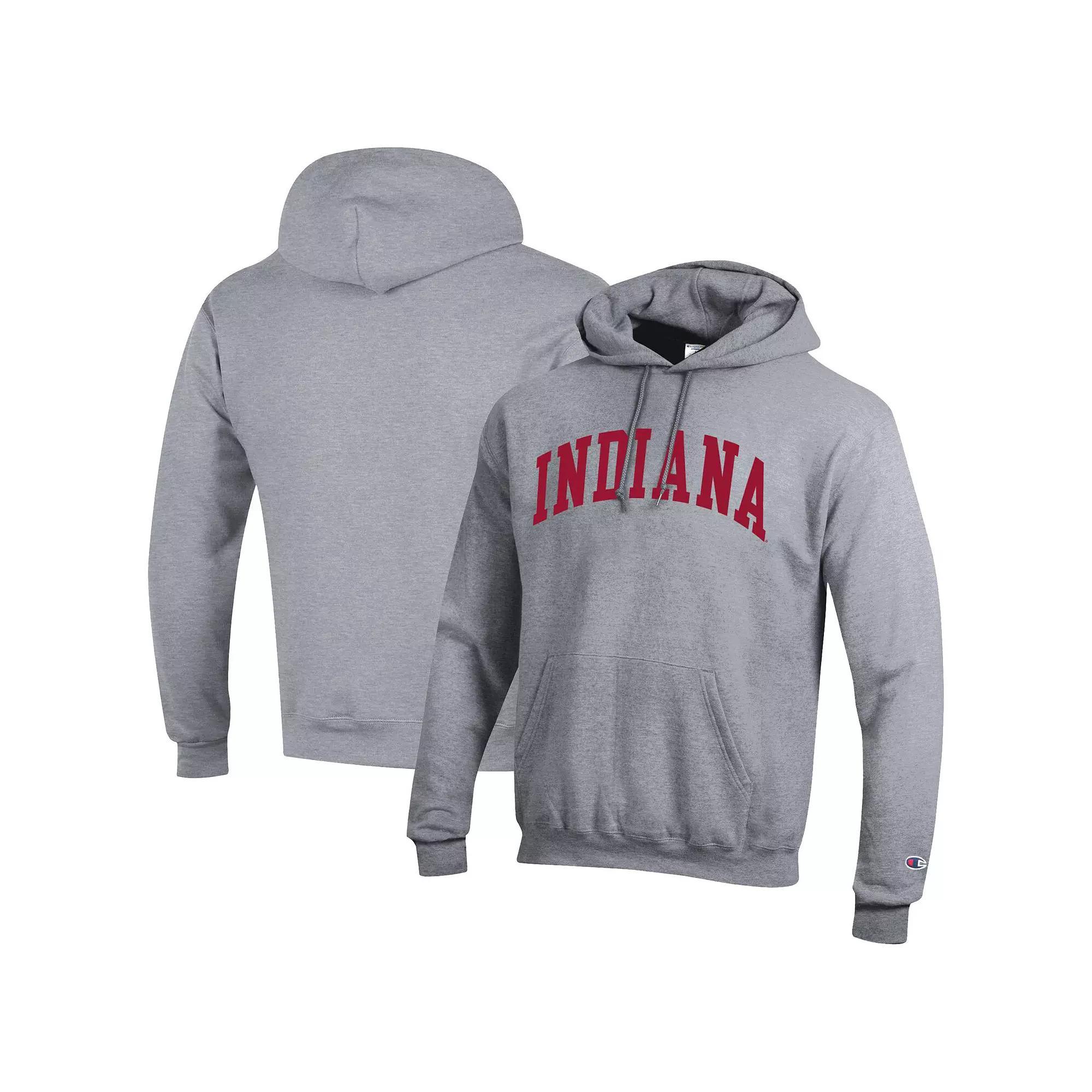 Mens Champion Heather Gray Indiana Hoosiers Basic Arch Fleece Pullover Hoodie Product Image