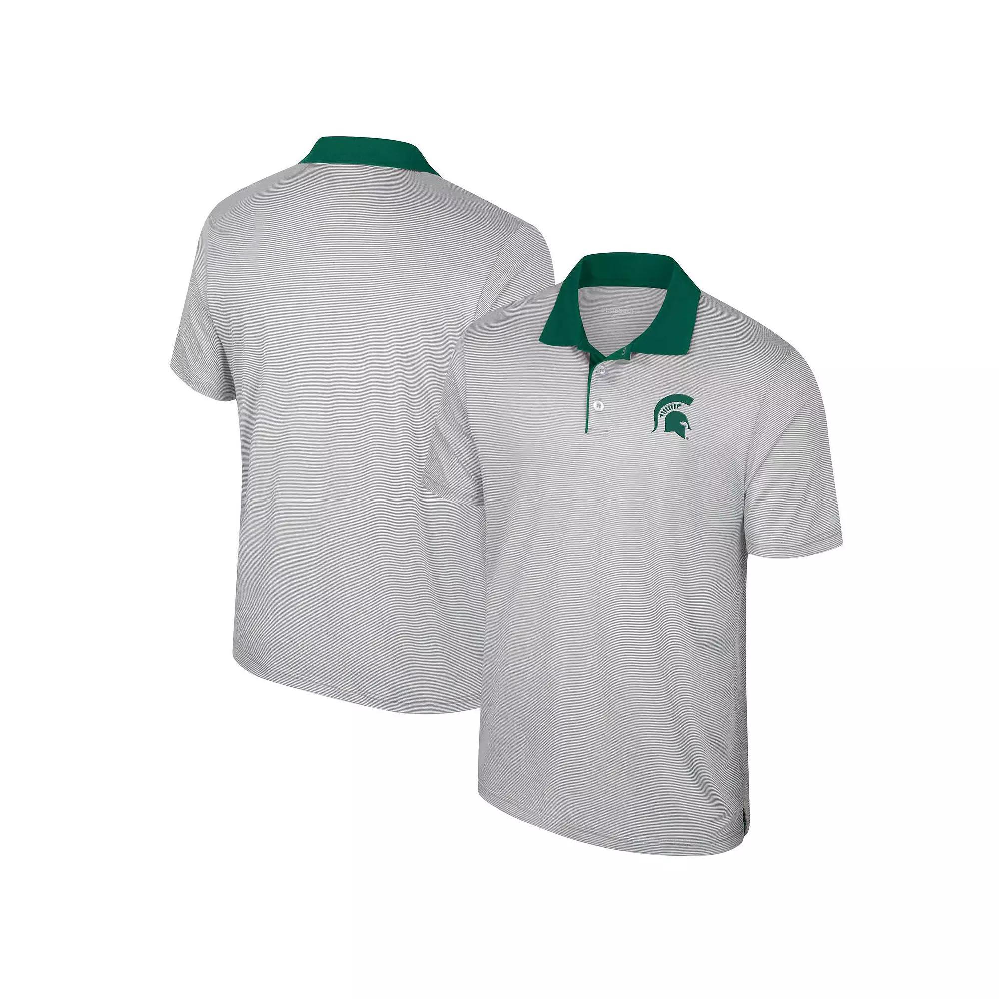 Mens Colosseum Gray Michigan State Spartans Big & Tall Tuck Striped Polo Product Image