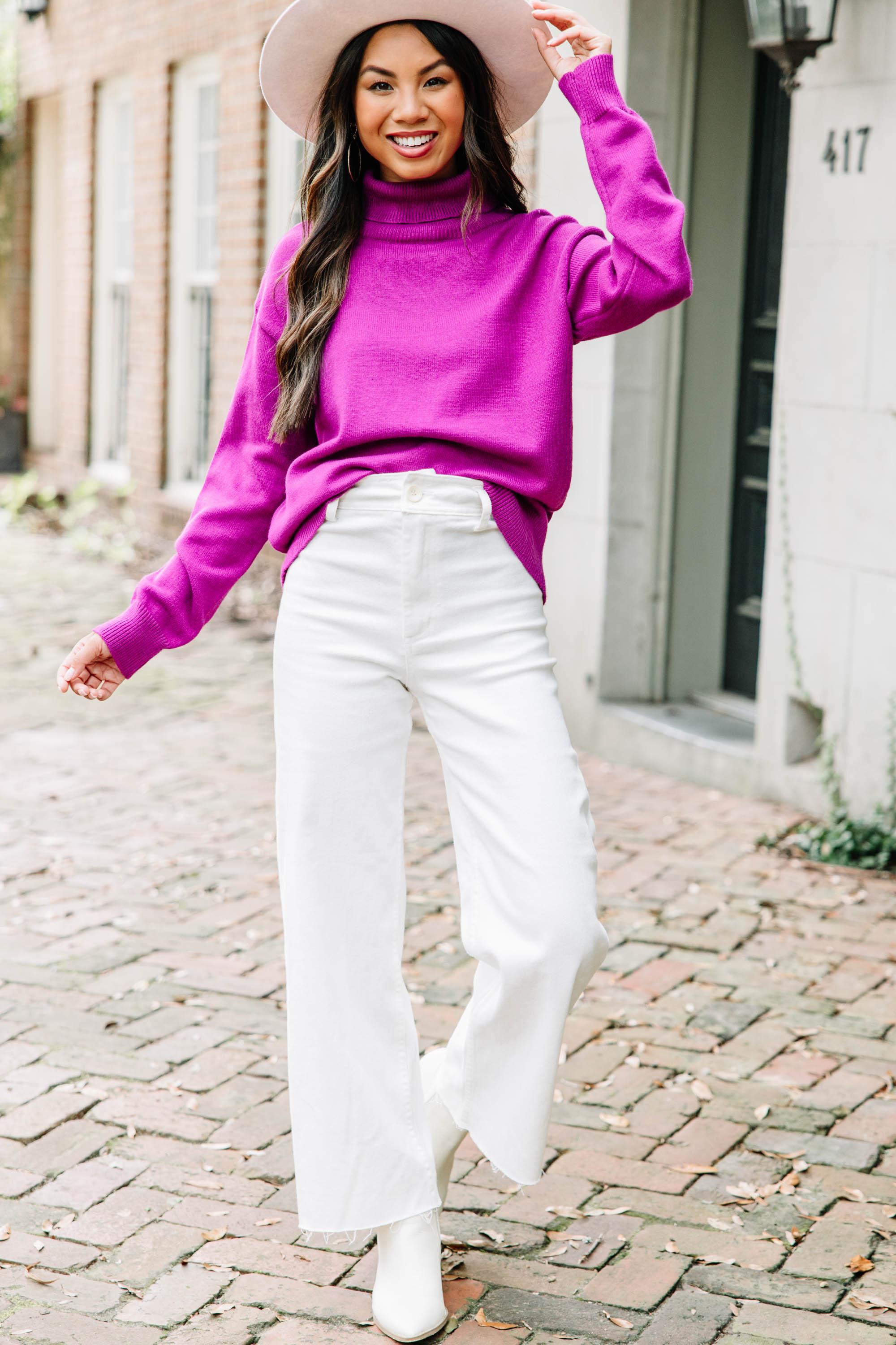 Feeling Your Best Orchid Purple Turtleneck Sweater Female Product Image