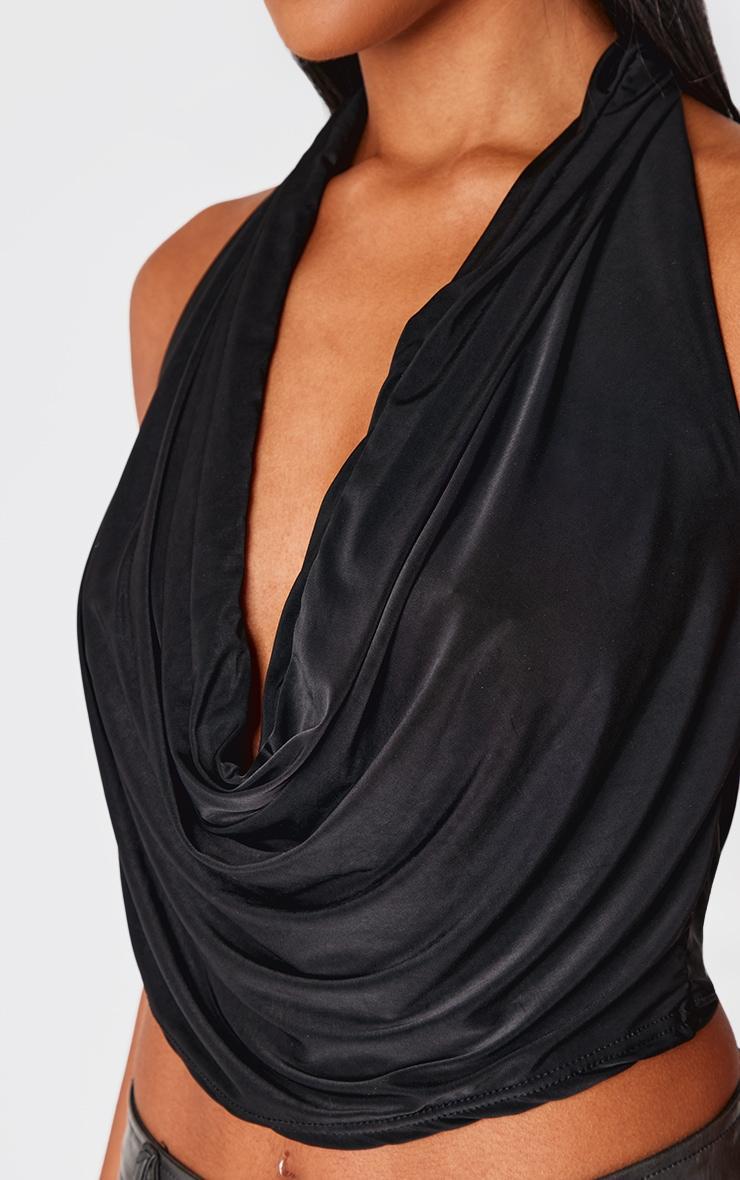 Black Slinky Halter Neck Top Product Image