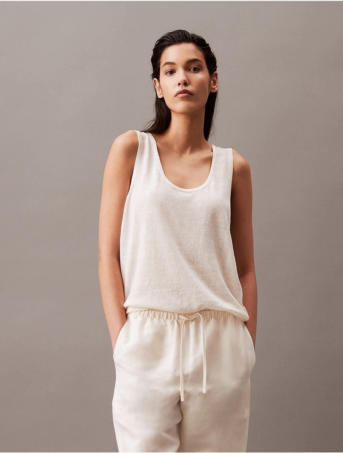 Calvin Klein Women's Linen Blend Sweater Tank Top - Blue - XS Product Image