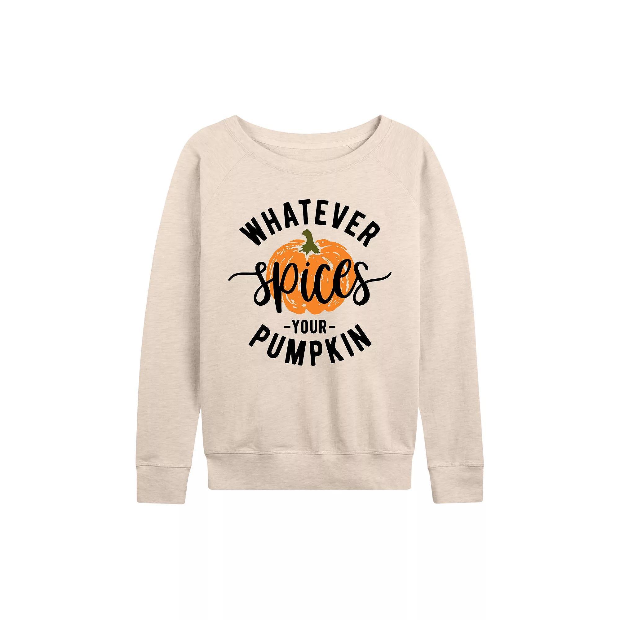 Womens Whatever Spices Your Pumpkin French Terry Long Sleeve Tee, Girls Product Image