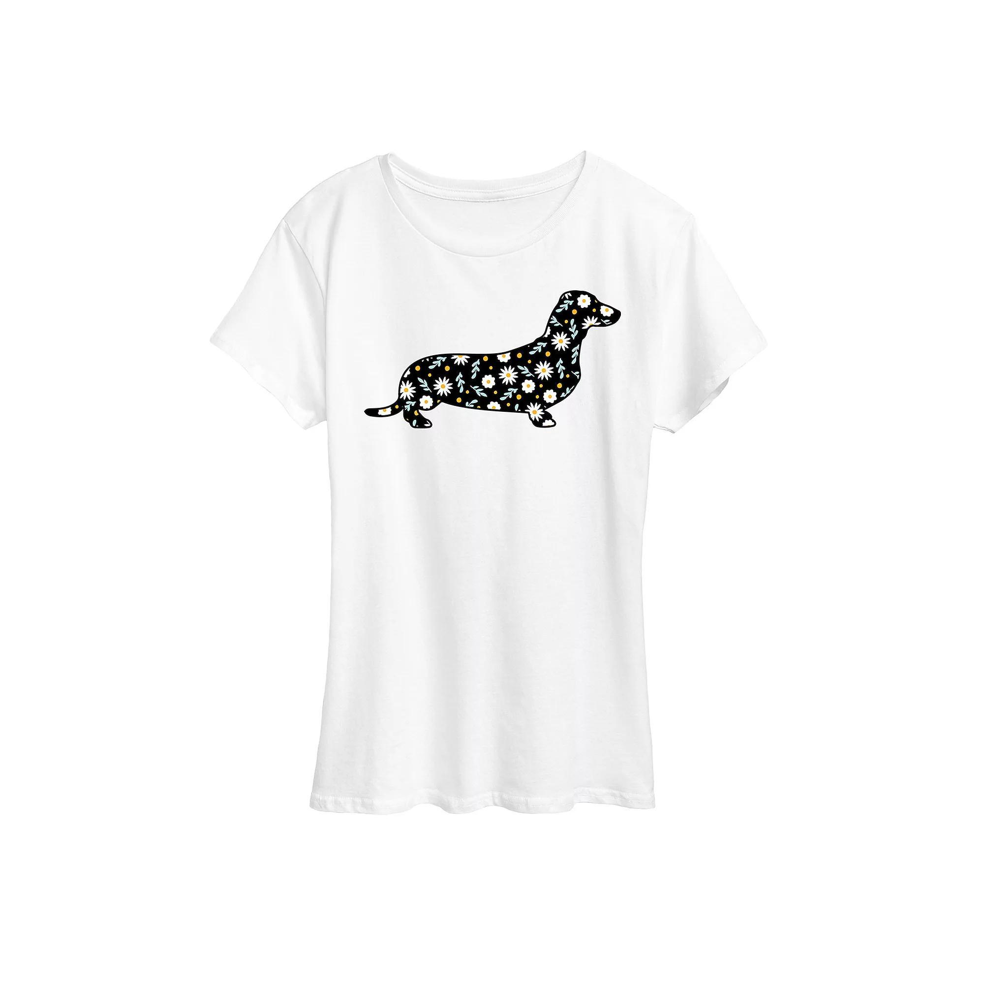 Plus Daisy Fill Dachshund Graphic Tee, Womens Product Image